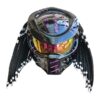 solid black with purple symbols predator style custom handmade motorcycle helmet