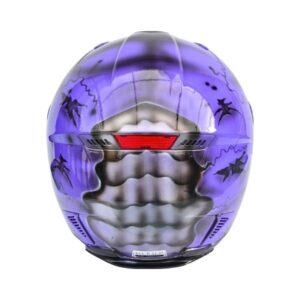 purple skull helmet with teeth custom handmade motorcycle helmet back side