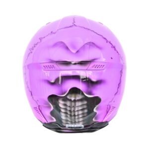 purple smiley style handmade custom motorcycle helmet back side