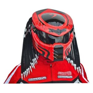 red and white wiht bat custom handmade motorcycle helmet