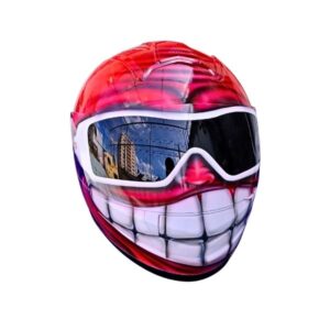 red smiley with oakley glasses custom handmade motorcycle helmet right side