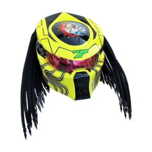yellow rossi predator style custom handmade motorcycle helmet right side