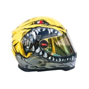yellow shark style custom handmade motorcycle helmet right side