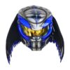 silver blue predator style custom handmde motorcycle helmet