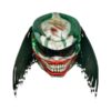 green helmet with smiley predator style custom handmade motorcycle helmet