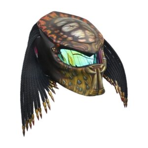 alien predator style custom handmade motorcycle helmet left side