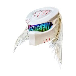 white predator style for woman custom handmade motorcycle helmet left side