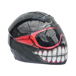 black smiley with oakley glasses style custom handmade motocycle helmet left side
