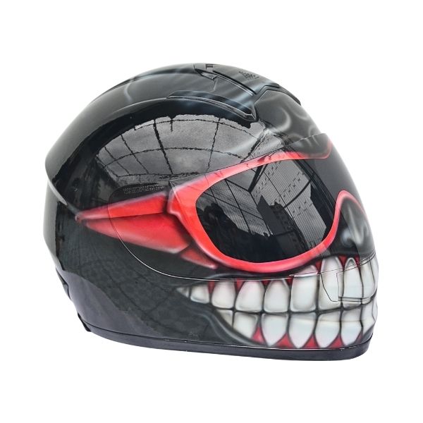 3_White-teeth-helmet a (600 x 600 px) black smiley with oakley glasses style custom handmade motocycle helmet left side