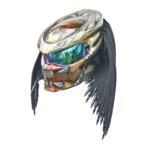 alien predator style custom handmade motorcycle helmet left side