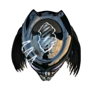 blue eye predator style custom handmade motorcycle helmet top side