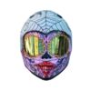 pink and white sugar skull style custom handmade motorcycle helmet