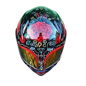flower cat eye style custom handmade motorcycle helmet top side