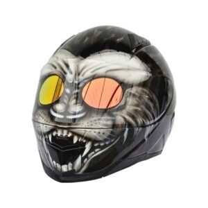 lion style custom handmade motorcycle helmet left side
