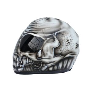 black ghost style custom handmade motocycle helmet left side