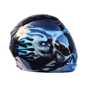 super black custom handmade motorcycle helmet left side