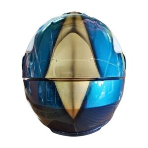 blue wonder woman custom handmade motorcycle helmet top side