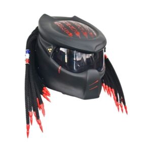 matt black with france flag predator style custom handmade motorcycle helmet right side