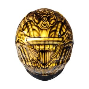 golden ghost style custom handmade motorcycle helmet back side