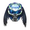 blue with silver predator style custom handmade motorcycle helmet