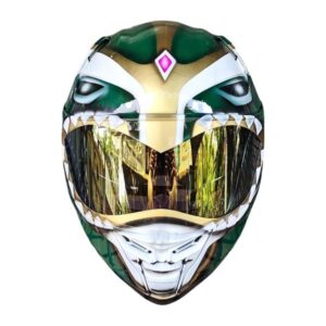 green wonder woman style custom handmade motorcycle helmet