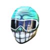 turcoise cool smiley custom handmade motorcycle helmet