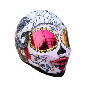spider sugar skull style custom handmade motocycle helmet right side
