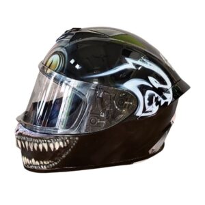 alien and poker style custom handmade motorcycle helmet left side