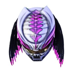 purple ghost predator style custom handmade motorcycle helmet top side