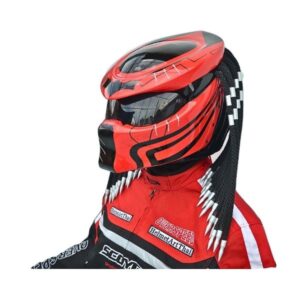 red and white wiht bat custom handmade motorcycle helmet left side