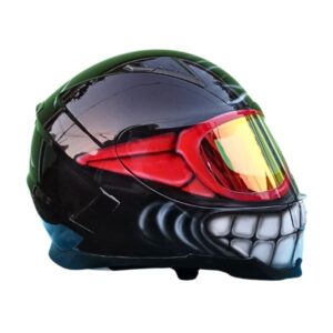 black with red oakley glasses custom handmade motorcycle helmet right side