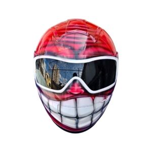 red smiley with oakley glasses custom handmade motorcycle helmet