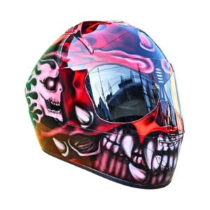 red ghost skull custom handmade motorcycle helmet right side