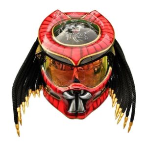 red wolf style custom handmde motorcycle helmet front side