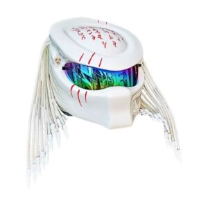 white predator style for woman custom handmade motorcycle helmet right side