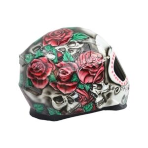 roses sugar skull custom handmade motorcycle helmet right side