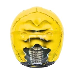 yellow smiley style handmade custom motorcycle helmet back side
