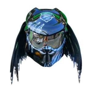 silver fang predator style custom handmade motorcycle helmet