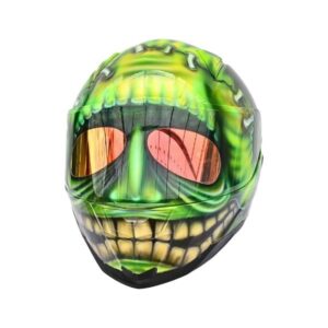 green funny man custom handmade motorcycle helmet