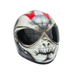 Black and white alien custom handmade motocycle helmet right side