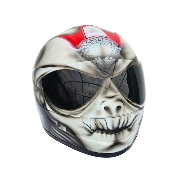 5_Black-alien-helmet f Black and white alien custom handmade motocycle helmet right side