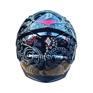 flower cat eye style custom handmade motorcycle helmet back side