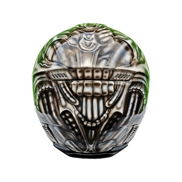5_Black-ghost-helmet-e black and white skull style custom handmade motorcycle helmet back side