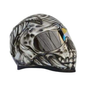 all black ghost style custom handmade motorcycle helmet right side