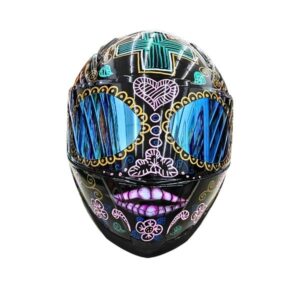 mixed flower sugar skull style custom handmade motorcycle helmet