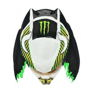 monster energy predator style custom handmade motorcycle helmet top side
