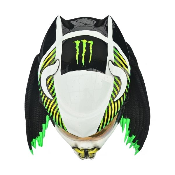 5_Green-black-super-predator helmet x monster energy predator style custom handmade motorcycle helmet top side