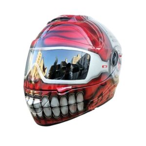 red skull with oakley glasses custom handmade helmet left side
