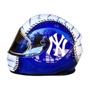 newyork baseball style custom handmade motorcycle helmet left side