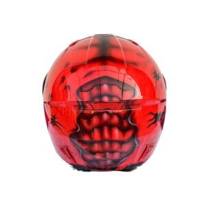 red skull style custom handmade motorcycle helmet back side